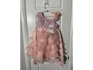 Girls Dress Sleeveless Kids Toddler Size 6 Pink Sequins K93